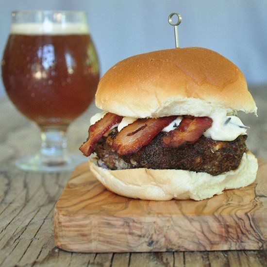Black & Blue Burger w/ Garlic Mayo