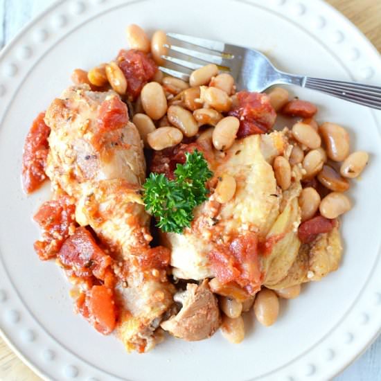 Crockpot Garlic Chicken with Beans