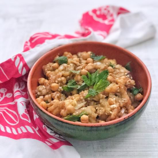 Israeli Eggplant Chickpea Salad