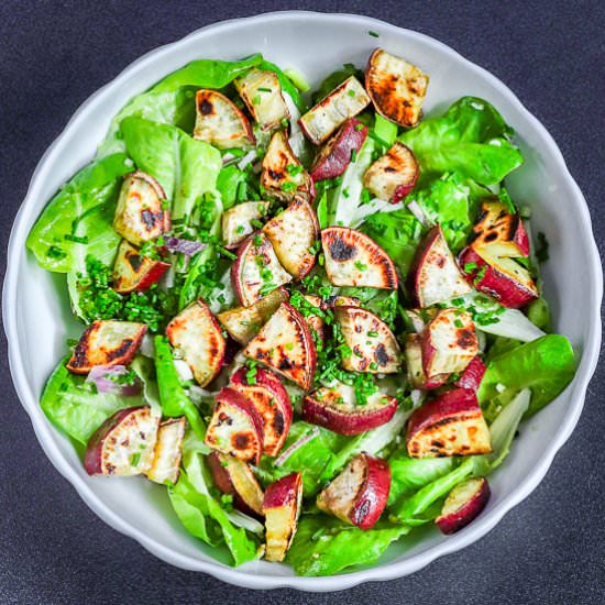 Pan roasted sweet potato salad