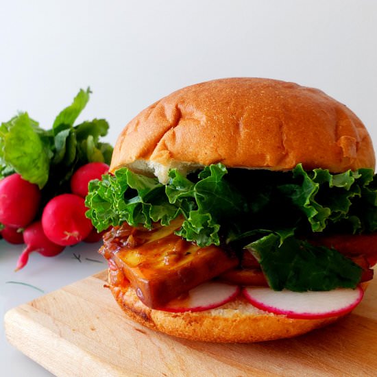 Smoky Maple Glazed Tofu Burgers