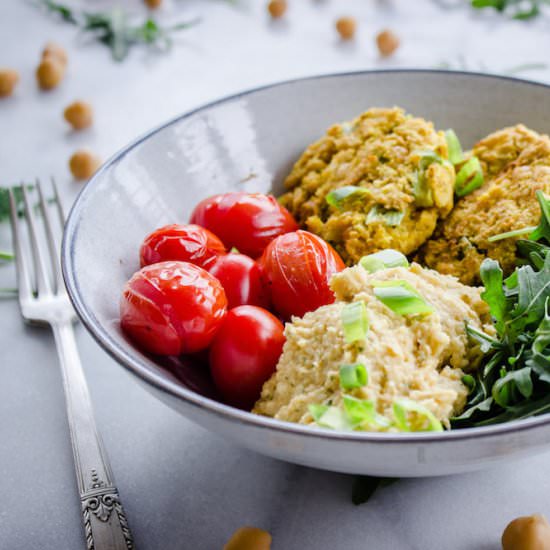 Simple Vegan Chickpea Fritter Bowl