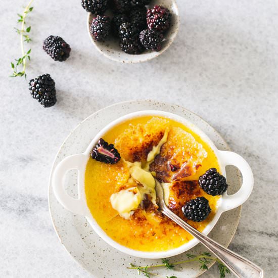 Blackberry Thyme Creme Brulee