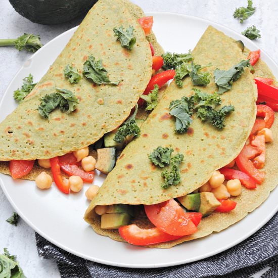 Green pancakes with chickpeas