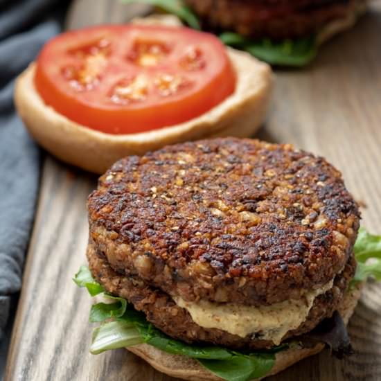 Vegan Mushroom-Barley Burgers