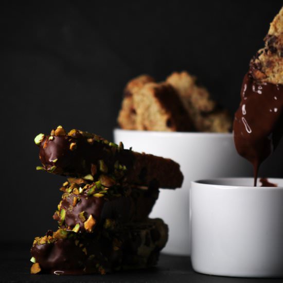 Vegan Chocolate Pistachio Biscotti