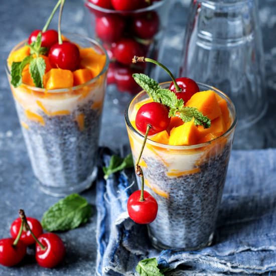 cherry mango chia pudding