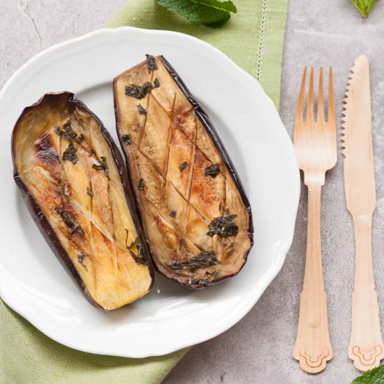 Aubergines with mint