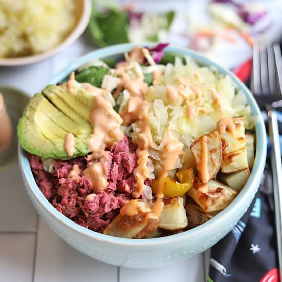Jackfruit reuben nourish bowl