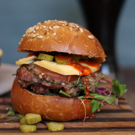 The best smokey cheese lamb burgers