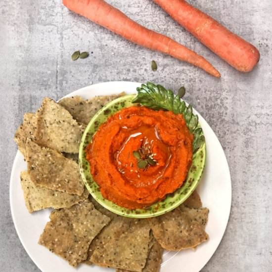 Paleo Seed Crackers With Carrot Dip