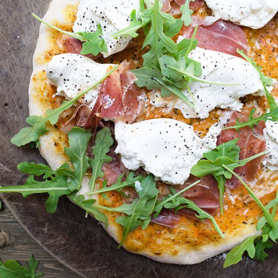 Yellow margherita pizza