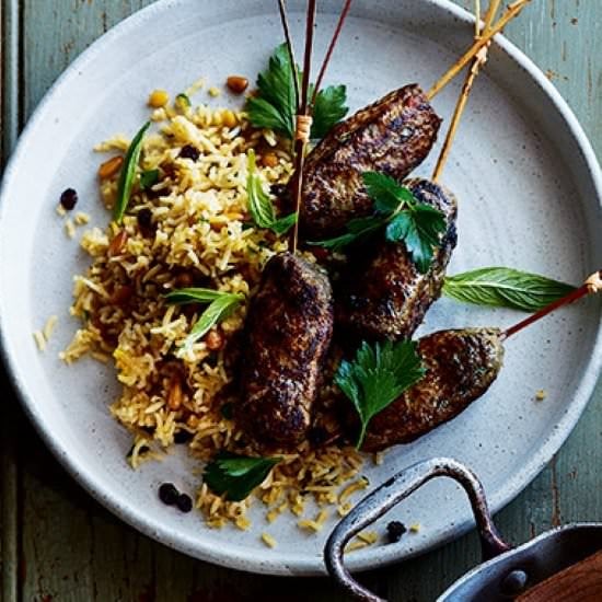 Spiced lamb kofte with rice pilaf