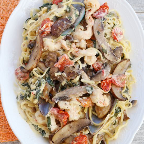 Shrimp Linguine with Spinach
