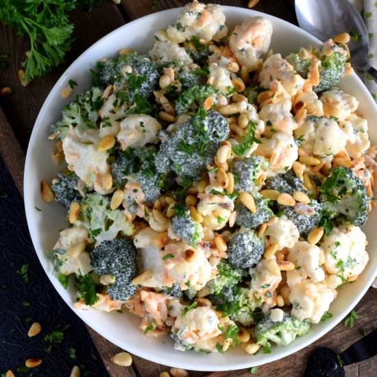 Broccoli and Cauliflower Salad
