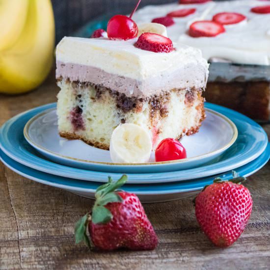Banana Split Poke Cake