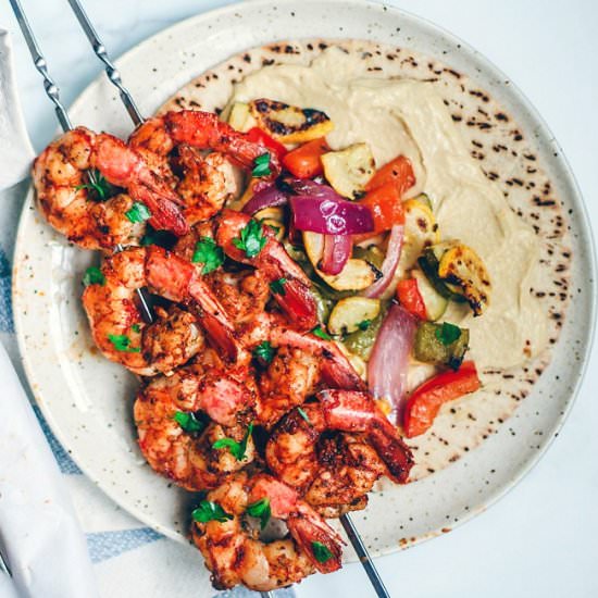 Za’atar Grilled Shrimp w/ veggies