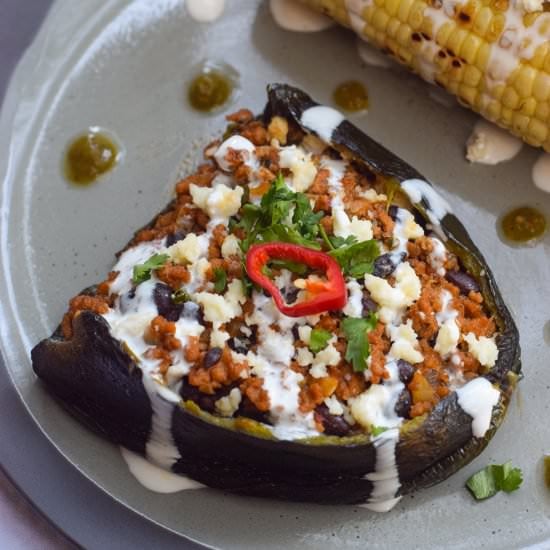 Turkey Stuffed Poblano Peppers