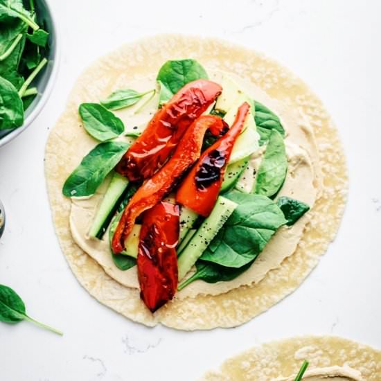 Roasted Pepper Hummus Veggie Wrap