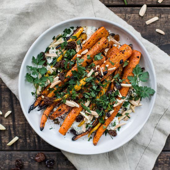 Grilled Carrots w Feta Yogurt Sauce