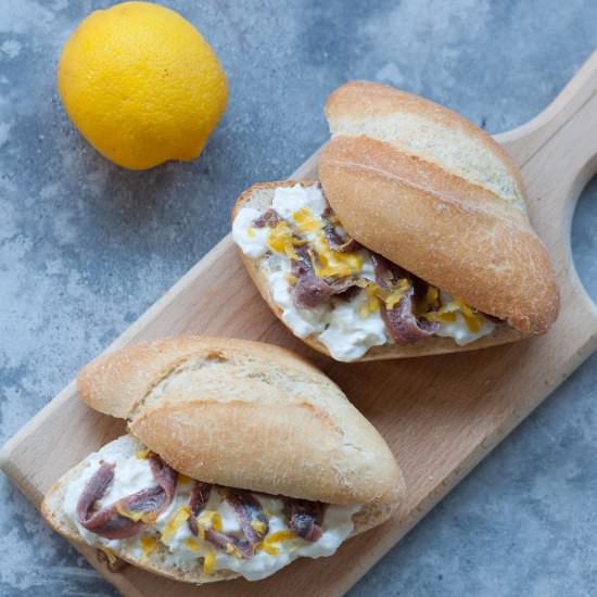 Sandwich with anchovies