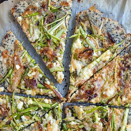 Sesame Pizza With Shaved Asparagus