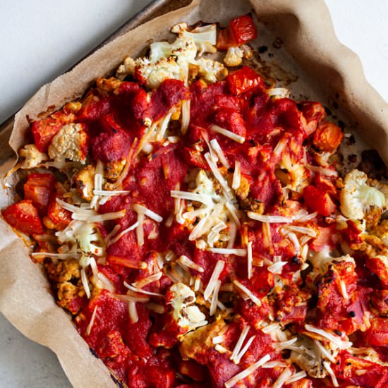 Vegan Cauliflower Pizza Bake