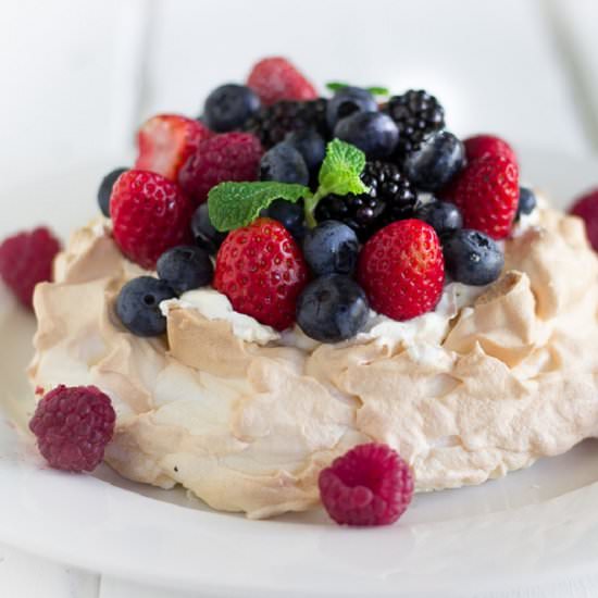 Pavlova with Mixed Berries