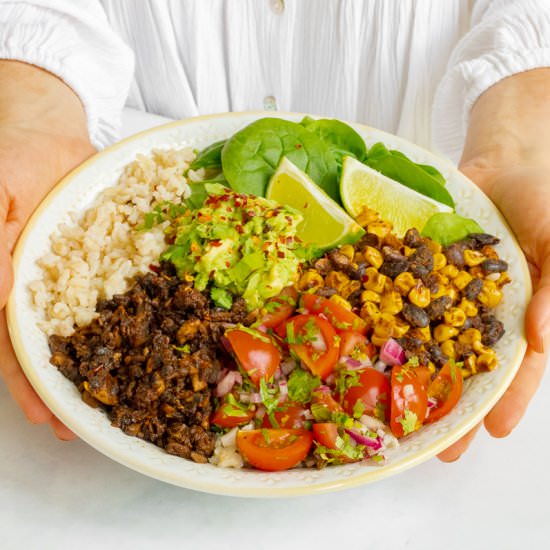 mushroom burrito bowls