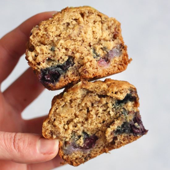 Fluffy Blueberry Banana Muffins