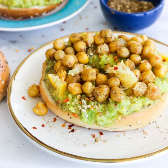 Avocado Bagel Toast with Chickpeas