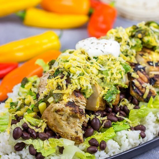 Grilled Jerk Chicken Burrito Bowls