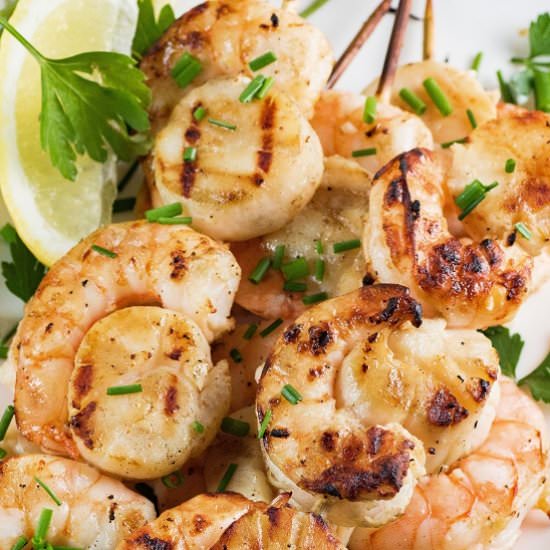 Grilled Scallops and Shrimp Kabobs