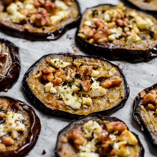 Eggplant Toasts with Goat Cheese
