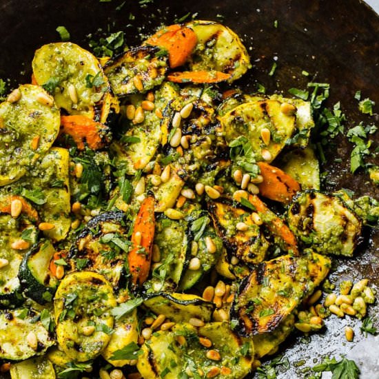 15 MINUTE GRILLED VEGGIES W/ PESTO