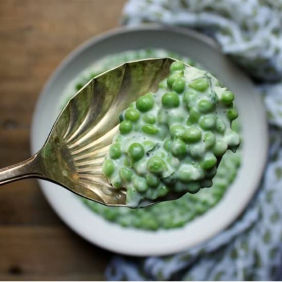 Creamed Fresh Peas with Basil