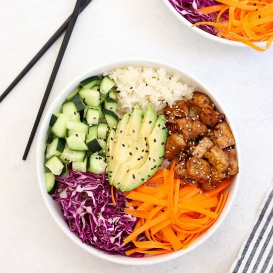 Vegetarian Sushi and Sesame Tofu