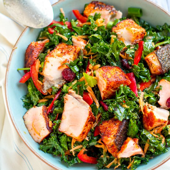 Superfood Cajun Salmon & Kale Salad