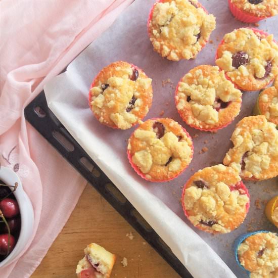 Sweet Cherry Streusel Muffins