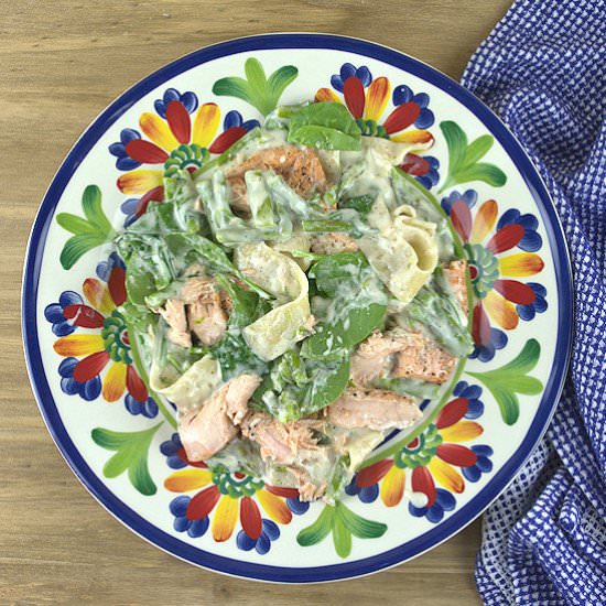 Salmon Asparagus & Spinach Pasta