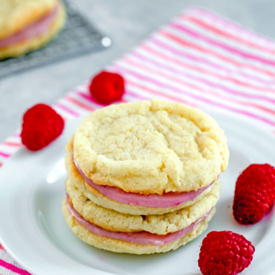 Raspberry Cream Sandwich Cookies