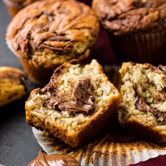 NUTELLA SWIRLED BANANA MUFFINS