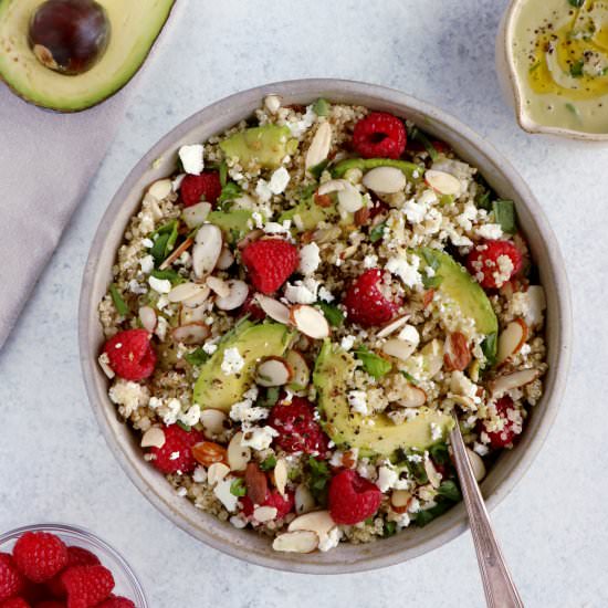 Avocado Raspberry Quinoa Salad