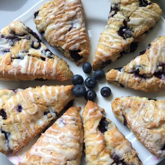 Lemon Glazed Blueberry Scones.