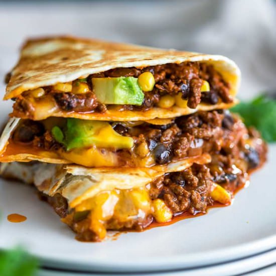 Crispy Ground Beef Quesadillas