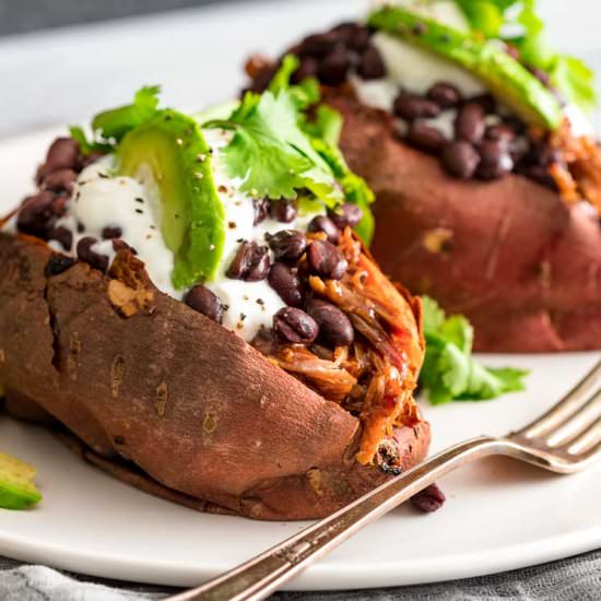 Pulled Pork Stuffed Sweet Potatoes