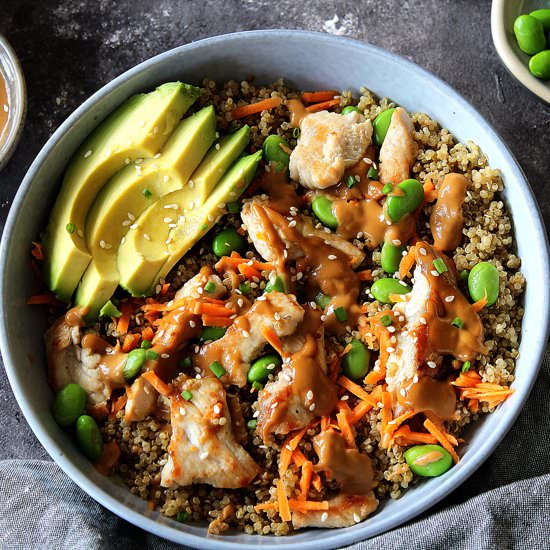 Turkey power bowl w/ peanut sauce