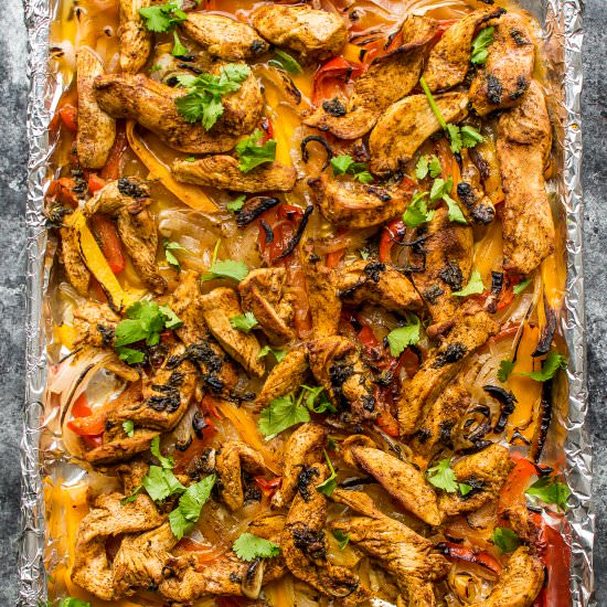 Sheet Pan Hot Chicken Fajitas