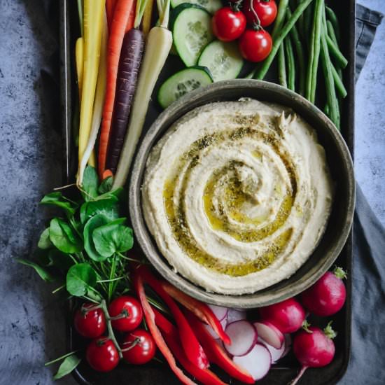 gut friendly lemon garlic hummus