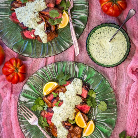 Bistek with Cilantro Garlic Sauce